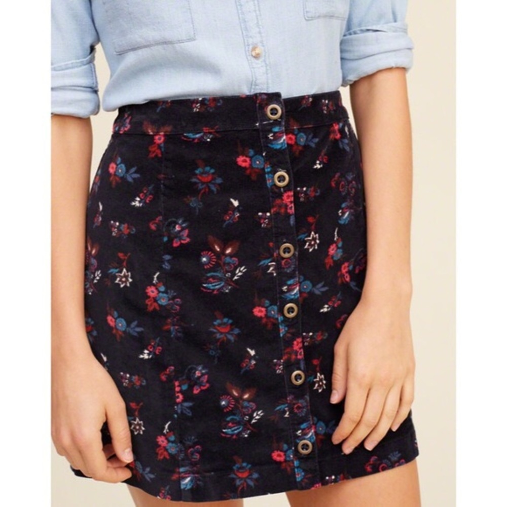 Button Up Floral Skirt